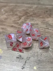 7 Piece Polyhedral Dice Set: Red, Frost - Dungeons & Dragons Dice