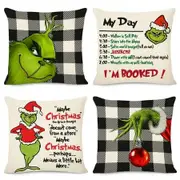 Christmas Pillow Covers 18x18 Set of 4 for Grinchmas Christmas Pillows Decorations Xmas Farmhouse Decor for Porch Decor,Couch,Bed