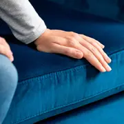SMEDSTORP 3-seat sofa with chaise longue, Djuparp/dark green-blue birch