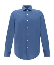 Finamore 1925 Napoli Zante Button-Down Shirt 45 Blue