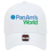 Pan Am's World 1970's Globe Logo Adjustable White Mesh Golf Baseball Cap Hat New