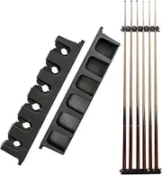 Go Pal CR1 Black Pool Cue Holder - Wall Mount Stick Rack for 6 Cues Storage, Table Rods Organizer