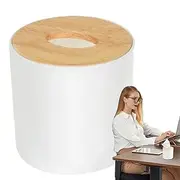 Desktop Tissue Organizer - Round Ceramic Tissue Holder, Stylish Tissue Storage Box | Round Ceramic Tissue Holder, Functional and Decorative Holder for Bathroom, Kitchen, Living Room, Restaurant