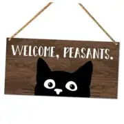 Funny Cat Welcome Door Sign Wood Decor, Cat Hanging Sign Decoration for Home