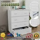 White Sideboard 4 Drawers Buffet Cabinet Kitchen Storage Furniture Hallway Table