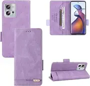 Magnetic Flip Cover Leather Case Compatible with Motorola Moto Edge 30 Fusion S30 Pro S30Pro Edge30Fusion XT2243-2 Shockproof Proective Shell Stand Holder (Purple,Moto S30 Pro)