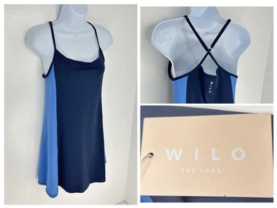 Wilo The Label NWT Tennis Dress Skort Size Small Built In Bra Shorts Active Blue