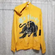 NWT Ed Hardy Mens Unique Crouching Panther Hoodie Size Medium Gold Yellow NEW