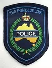 Police Patch, Thin Blue Line, Law Enforcement, Hook Rear, 1 x Item