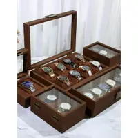 在飛比找蝦皮購物優惠-手錶收納盒木紋放手錶盒子多位腕錶收納收藏陳列透明展示盒高級款
