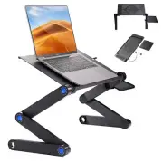 Adjustable Laptop Folding Stand Desk Portable Table Mouse Pad Plate Cooling Fan