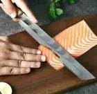 Supreme Sashimi Knife AUS10 Damascus Steel Wood Handle Chef Sakimaru Tuna Fillet