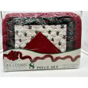 Ingleman Designs 8 Piece Set Holly berry Quilted Placemat Napkin new old stock
