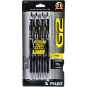 Pilot G2 Premium Gel Roller Pens Fine .7mm 4/Pkg-Black 31057