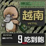 【鴨嘴獸 旅遊網卡】TRAVEL SIM 越南 9日 網路 吃到飽 越南上網(吃到飽網卡 上網卡 旅遊卡 漫遊卡)