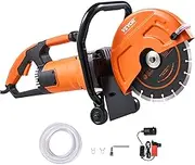 VEVOR Electric Concrete Saw, 9 in, 2000 W Motor Circular Saw Cutter with 3.5 in Cutting Depth, Wet/Dry Disk Saw Cutter Includes Water Line, Pump and Blade, for Stone, Brick