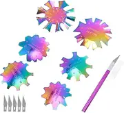 6pcs Nail Art Template Sharp Knife Trimmer French Nail Templates Tip Cutter Art Tool Nail Cutter Nail Templates Cutter with Blades Manicure Template Purple Steel