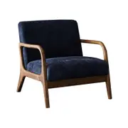 Paris Navy Occasional Chair | Rustic Walnut Hardwood Frame