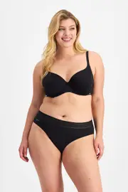 Jockey No Panty Line Promise Sheer Tops Bikini - Black, Size: 12, Microfiber