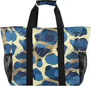 [sanluoli] Tote Bag For Women Foldable Beach Bags Sandproof with Handles Laundry Bag Tote, Black Animal Print, 1 size
