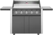 BeefEater 1600 Series Dark 5 Burner BBQ & Trolley with Side Burner, Cast Iron Burners & Grills