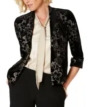 NEW KASPER EMBROIDERED BLACK FLORAL VELVET CAREER JACKET SIZE 6 $139