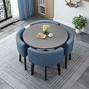Modern Round Dining Table Set with 4 Chairs for Living Room Square Conference Table and Chair Combo for Reception Wooden Kitchen Table Set for 4 in Dining Room 31.5in (80cm)