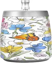 Stainless Steel Home Ashtray with Lid for Home Indoor Car Office Cute Spring Colorful Florals White Cool Smokeless Cigar Ashtray for Men Women