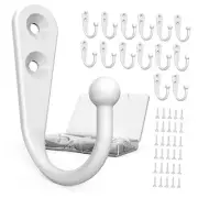 15PCS Coat Hooks - White Robe & Coat Wall Hooks with 30 Screws 15PCS White Hooks