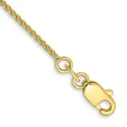 10k Yellow Gold 1.05mm Spiga Wheat Chain Ankle Bracelet