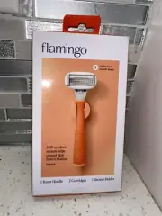 Flamingo 5-Blade Women's Razor 1 Papaya Razor Handle + 2 Blade Cartridges NEW