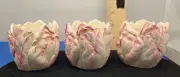 Tea Light Candle Holders Set of 3 Pink and White Rose Theme 340