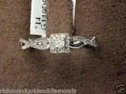 Halo Vintage Style White Gold Round Diamonds Engagement Promise bypass shankRing