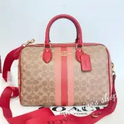 NWT Coach Rowan Large Satchel Bag In Signature Canvas With Stripe CAL83