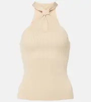 [Simkhai] Simkhai Andrea ribbed-knit halterneck top UK 16 beige