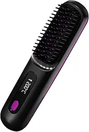 Brush Straightener,Flat Iron Hair Straightening Brush -Travel Hot Comb, Lightweight, Fast Heating Styler, Electric Curler, Rechargeable for Women