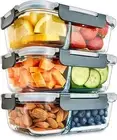 3pc Meal Prep Glass 2 Compartment Food Storage Container Reusable & BPA free