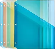 Amazon Basics Binder Organizer Poly Jacket, 3 Hole Punch, Assorted Colors, Pack of 5