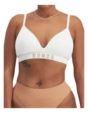 [Bonds] Retro Rib Wirefree Tee Bra in White/Blushed