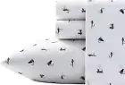 - Full Sheets, Cotton Percale Bedding Set, Crisp & Cool Home Decor (Fishing Flie