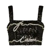 [Balmain] Balmain Sequinned Cropped Top 38 FR BLACK