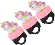 VINTORKY 3pcs Bicycle Bell Cartoon Design with Loud and Sound for Safety for Scooters Balance Bikes and Bicycles Unicorn