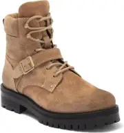 $389 - ALLSAINTS Paulina Suede Moto Buckle Boot in Desert Size 11