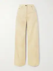 [16ARLINGTON] 16ARLINGTON - Armine Cotton-blend Straight-leg Pants - Yellow - UK 10 UK 10 Yellow