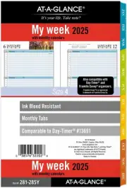 2025 Planner Refill, Weekly & Monthly, 5-1/2" X 8-1/2", Desk Size, Loose-Leaf, Z