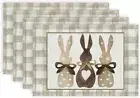 Easter Placemats 12x18 Inches Set of 6 Bunny Rabbit Holiday Farmhouse Burlap ...