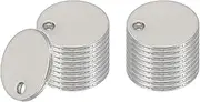 uxcell 18 Pcs Metal Stamping Blanks, 8mm Round Name Tags Stainless Steel Circle Blanks Label Flat Plate Disc with Hole for Laser Engraving Stamping Dog Tags Keychain Making, Silver Tone
