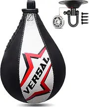 VSL Leather Speed ball Boxing Punching Speed Bag with Pro Ball Bearing Swivel MMA Muay Thai Training Dodge Striking Speedball Kit with Hanging Swivel