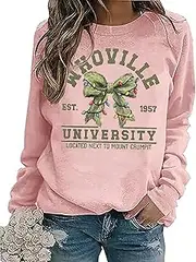 [LYEIAO] Christmas Whoville University Sweatshirt Women Christmas Buffalo Plaid Tree Graphic Xmas Party Shirts Pullover