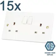 15x 2 Gang Double Sockets 13 Amp White Double Twin Switched Double Wall Socket